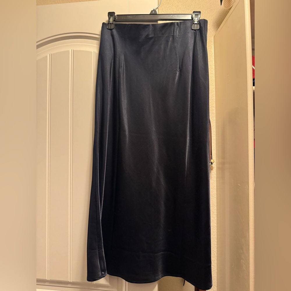 Sanctuary - Silk Midi Navy Blue Skirt